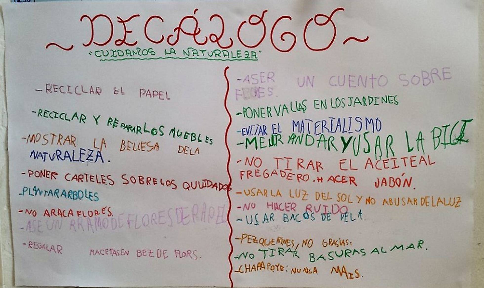 Decálogo de cuidado de la naturaleza | Mercedes López