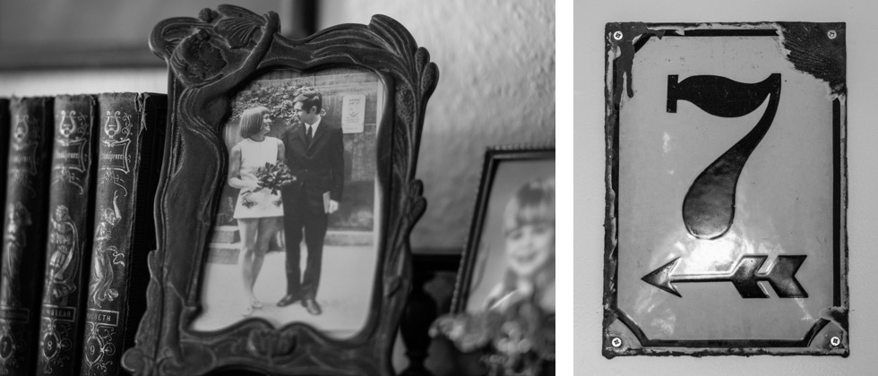 Fotografía de Joachim Rudolph y su esposa, Eveline, y la placa que cuelga en su casa en recuerdo del piso donde estaba el túnel que durante un tiempo unió las dos mitades de Berlín.