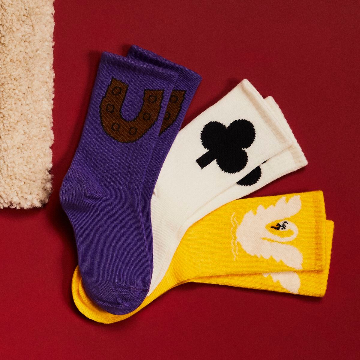 Set de tres pares de calcetines en mezcla de algodón de Mini Rodini